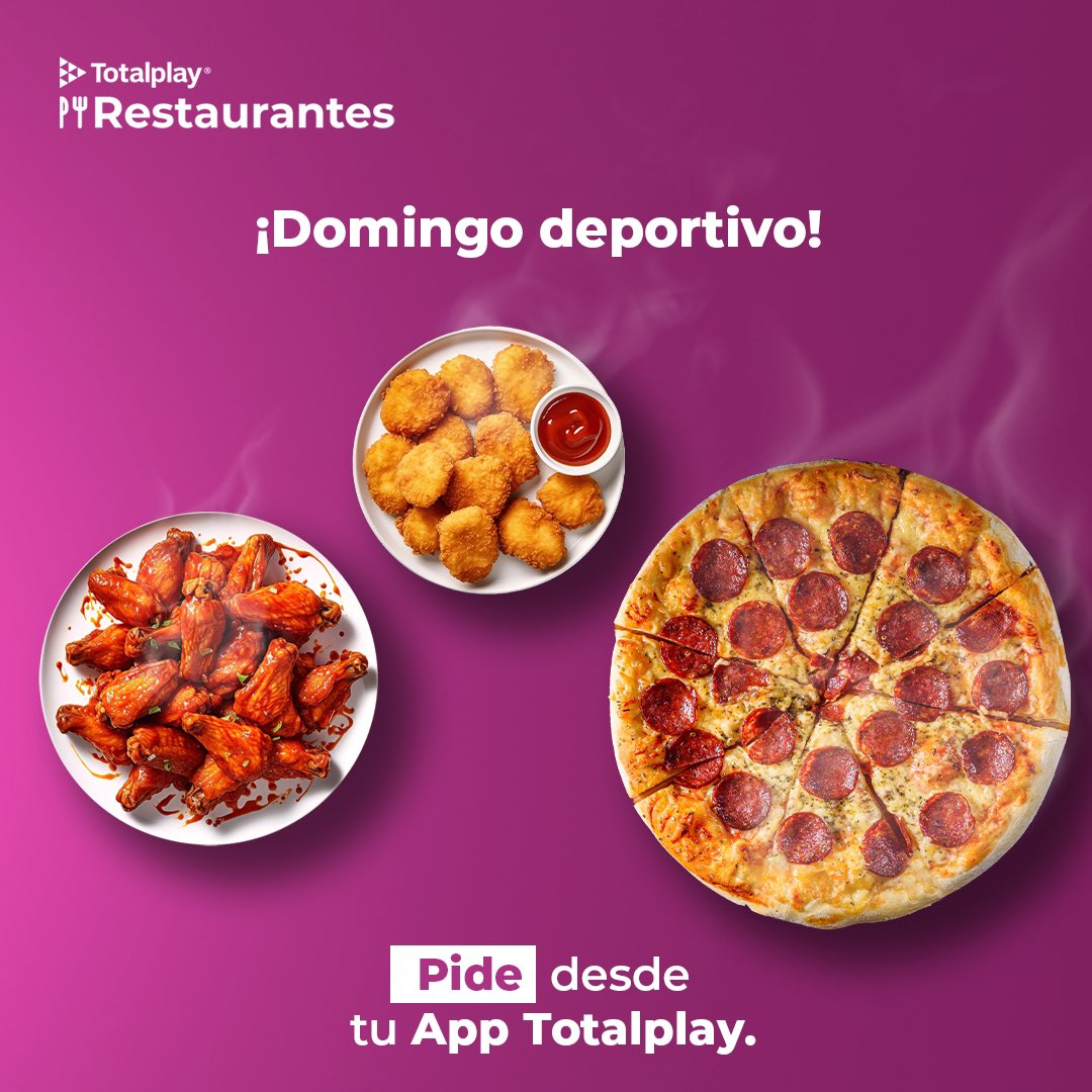 ¡Haz de tu #DomingoSinBajón un día lleno de emoción deportiva junto a tus amigos o familia, sin salir de casa! 🏡🎉 Ordena directamente desde tu app de Totalplay y no te pierdas ni un solo momento de la acción deportiva. 📺⚽⚾ Ordena aquí: qrco.de/beXlqA 📲