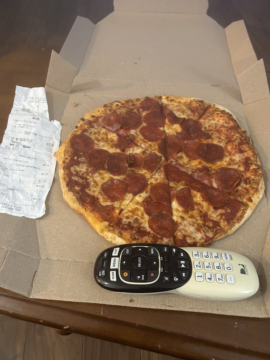 Thanks <a href="/dominos/">Domino's Pizza</a>. What a deal! 6.99 for your New York Style pizza! Except I paid twice that, picked it up and it is almost frozen cold, had to microwave it to eat it. I picked it up on time. Plus, what’s so New York about it? My tv remote is almost as big as the pizza? #adfail