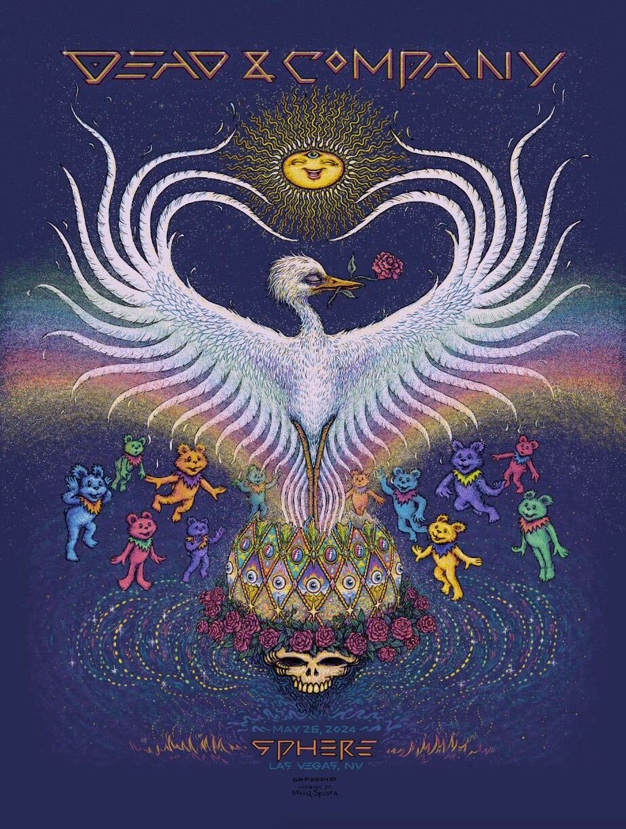 deadandcompany's tweet photo. Let’s have ourselves a Sunday show! You won’t want to miss the beginning of tonight’s show! General Admission Floor lines will open at 5:00pm PT. Pedestrian Bridge from @VenetianVegas will open at 5:30pm PT. Doors will open at 6:00pm PT. Showtime is 7:30pm PT.

🎨: @SpustaStudio https://t.co/Ahia5s3nNy
