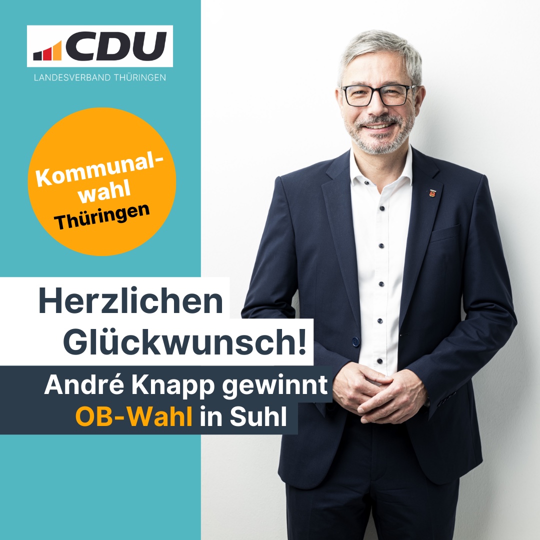 cdu_thueringen's tweet image. Läuft für uns: Auch in der kreisfreien Stadt Suhl gewinnen wir mit über 80 Prozent gegen die Linke‼️ #kommunalwahl #cdu