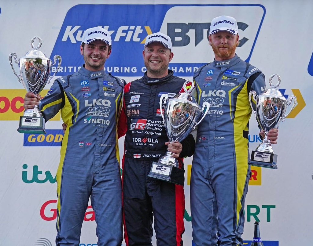 AidenMoffat16's tweet photo. Podium to finish the day🏆

Great to get P2 after a tough day at @SnettertonMSV with a 1-2-3 for @SpeedworksMS @ToyotaUK 🏆🏆🏆

Exactly what the team deserve after so much hard work! Massive congrats to @Huffsport on the win &amp; lovely to share the podium with my bro @cooksport 🙌🏽 https://t.co/KCXKdXOqf5