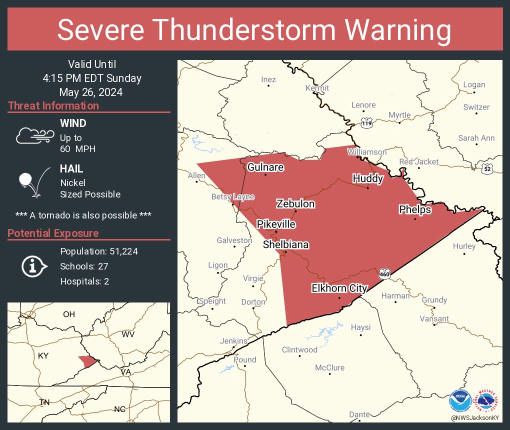 Severe Thunderstorm Warning including Pikeville KY, Coal Run Village KY and Elkhorn City KY until 4:15 PM EDT