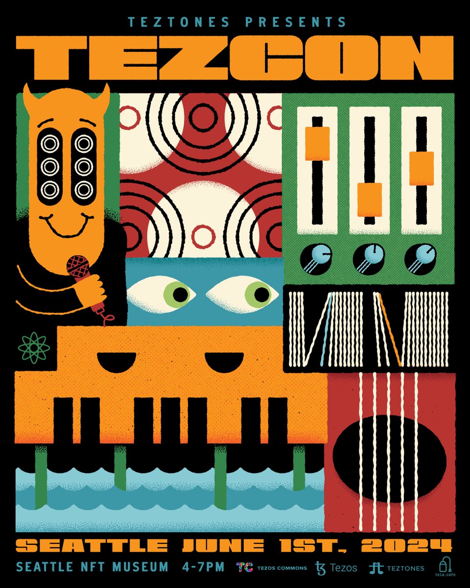 Finally the time has come for #TezCon!!!

This Saturday June 1st at the Seattle NFT Museum <a href="/seanftmuseum/">Seattle NFT Museum</a> is gonna be a blast!!! 4 -7 pm PT 

The event will include:
- Art and Music with 27 screens hosting artworks of 300+ artists curated by artists, projects, and communities of