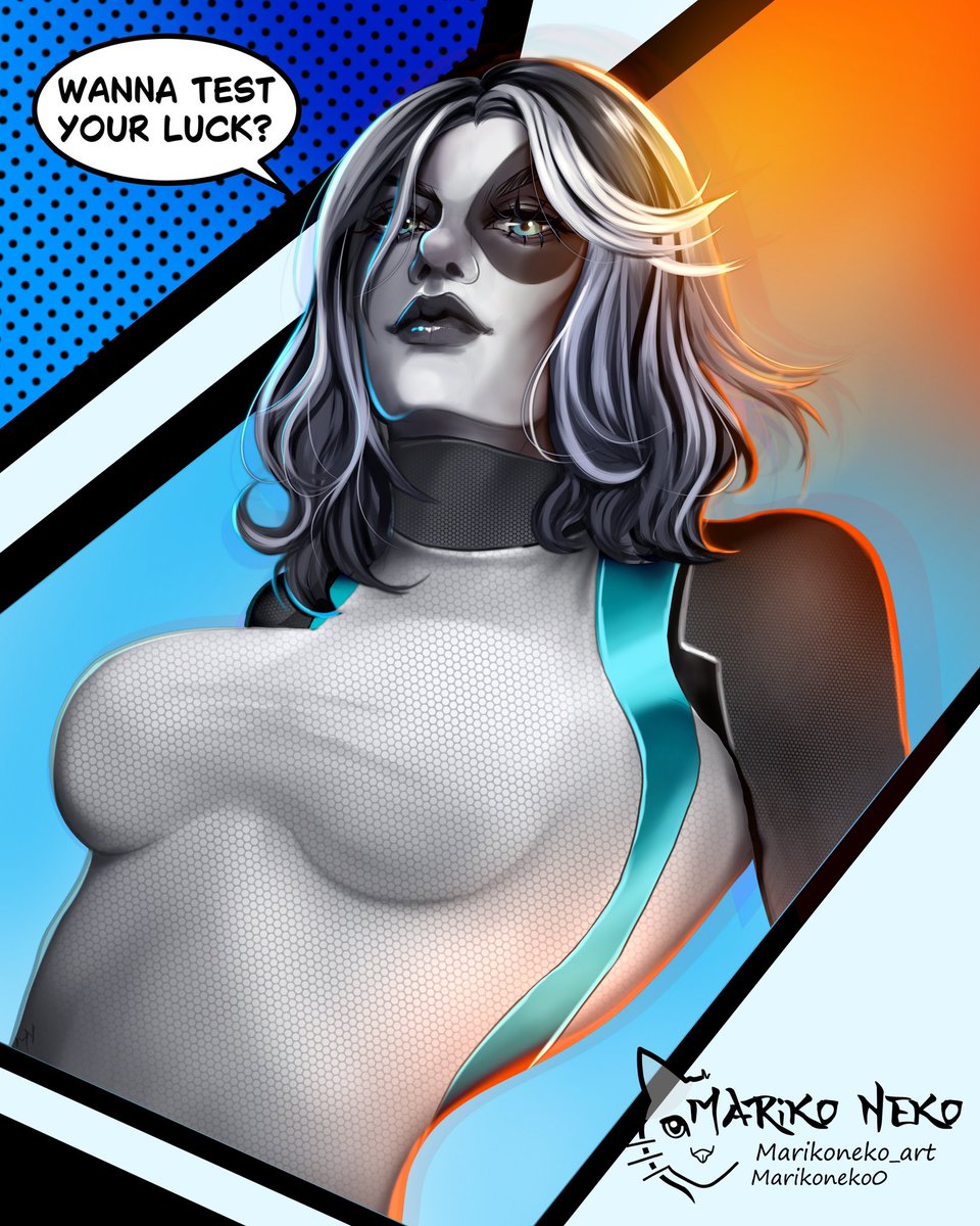 I draw Domino, comic version ❤️ Do you prefer this one or Domino from „Deadpool”? For me it’s actually hard to say 😅
#art #digital #DigitalContent #comic #text #domino #dc #Fanart