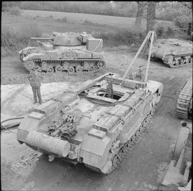 Churchill ARV at Aborfield, 23 April 1943. Note the Canadian Ram tank in the background.