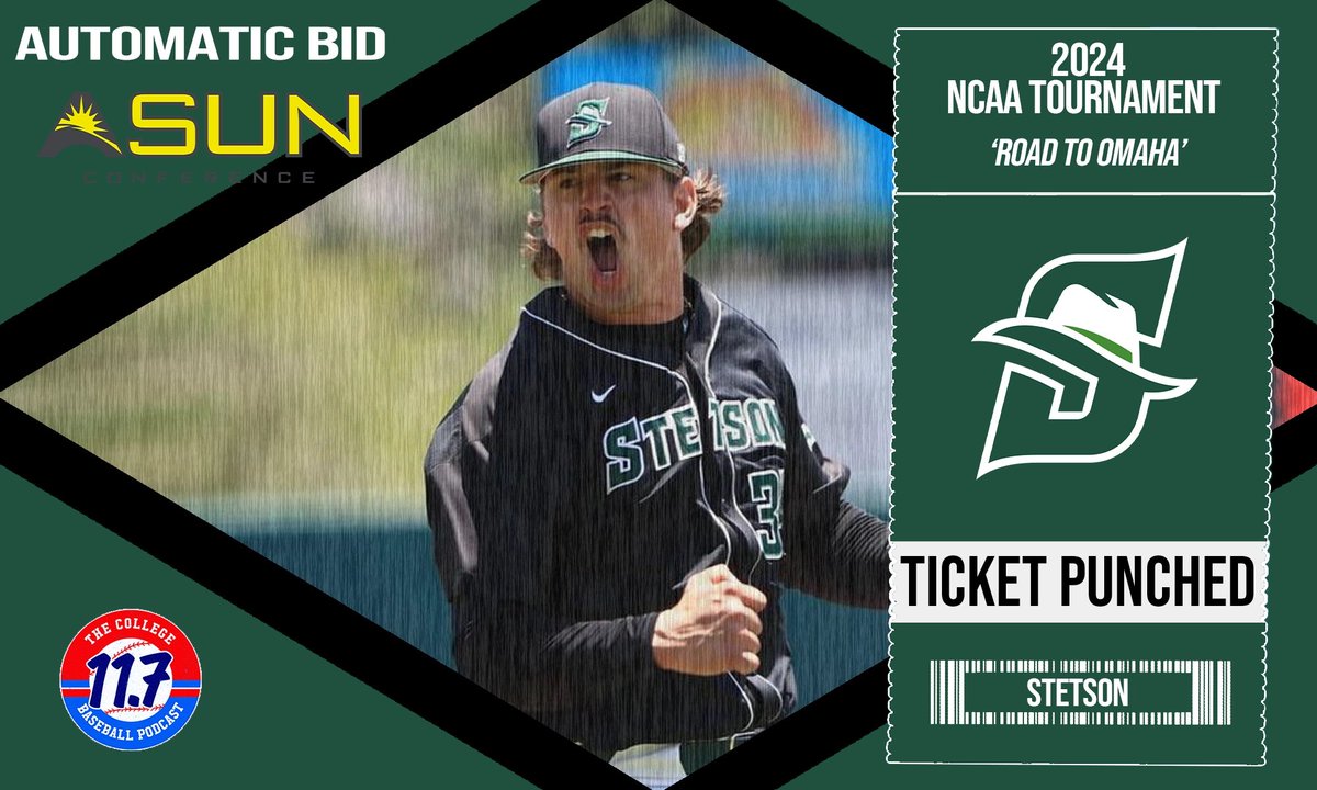 ATLANTIC SUN CHAMPS 🚨

STETSON HAS PUNCHED THEIR TICKET

THE HATTERS ARE ON THE ROAD TO OMAHA