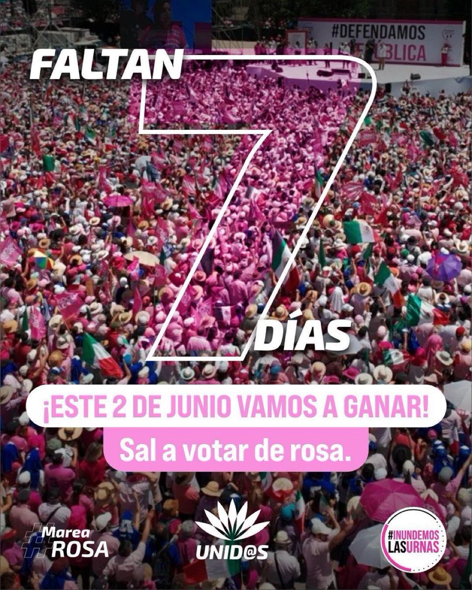 #InundemosLasUrnas en 7 días! Vamos a ganar participando 🙌🏻