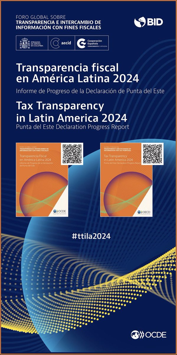 OECDtax's tweet photo. 📙 Coming 🔜 New Global Forum report—Tax Transparency in Latin America 2024—launches on 30 May! Discover latest findings on 15 countries in the region 🌎 

🔗 https://t.co/XzzTGdMAHP

#ttila2024 #PuntaDelEsteDeclaration https://t.co/MAv5jck2Y2