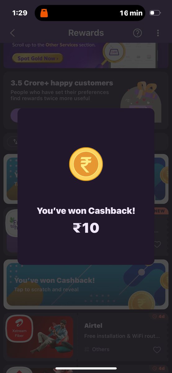 Got 40₹ (4x10) cash back from PhonePe, it’s over for you all