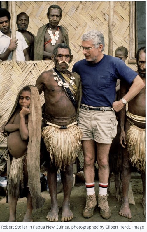 1./ A picture speaks a thousand words. I stumbled across this one last week. It’s of Robert Stoller, who coined the term ‘gender identity’. He travelled to Papua New Guinea with a defender of paedophilia, Gibert Herdt. They went to study the Sambia tribe, whose men abused boys.