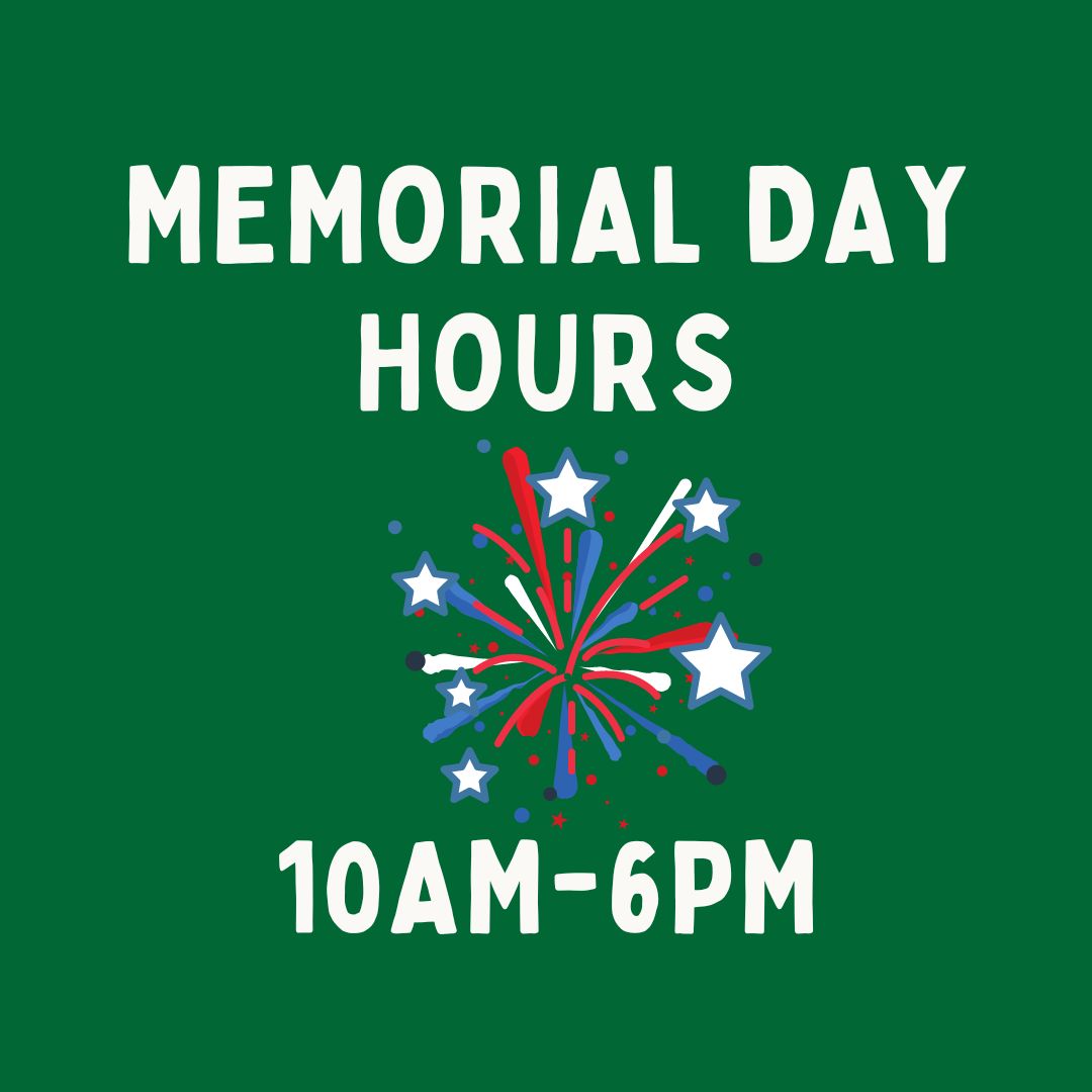 Didn't get all the fixins for your weekend cooking yet? We're open holiday hours tomorrow, Memorial Day, from 10am-6pm! (We're also open Sunday til 6pm as well, which are our usual hours.) Hope to see you in the store!