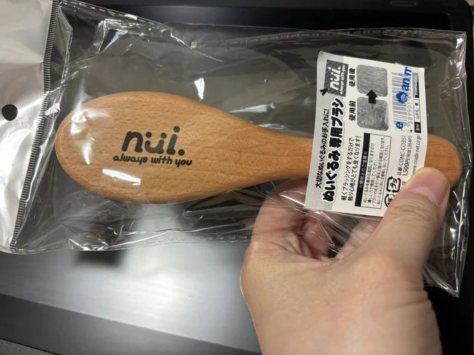 ぬいぐるみ用のブラシを買ったので、ピカをサッサします 