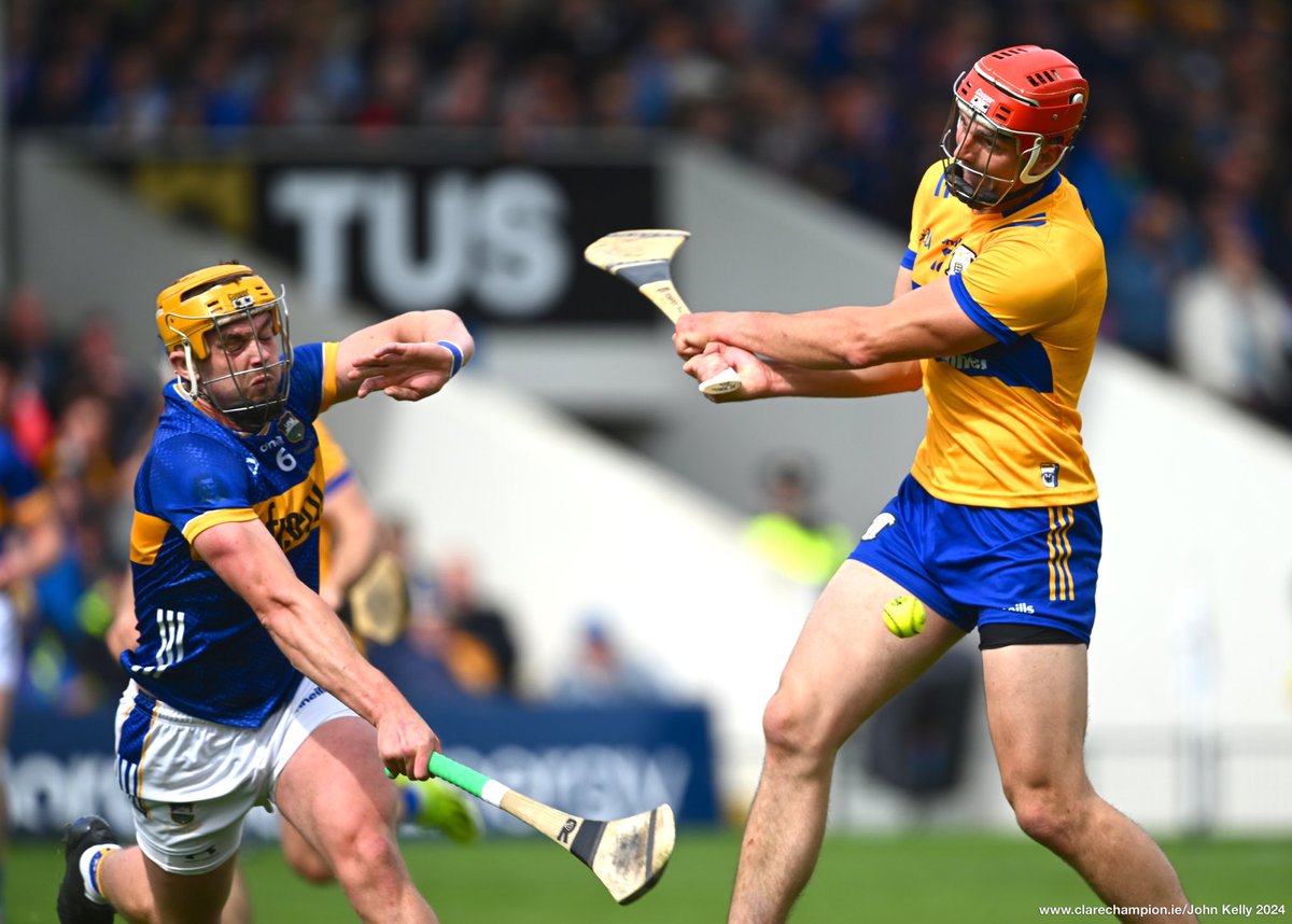 Peter Duggan of Clare in action against Ronan Maher of Tipperary during their Munster Senior Hurling Championship game at Thurles. Photograph by John Kelly. The score at half time is @GaaClare 0-11, @TipperaryGAA 0-11 @MunsterGAA #GAA