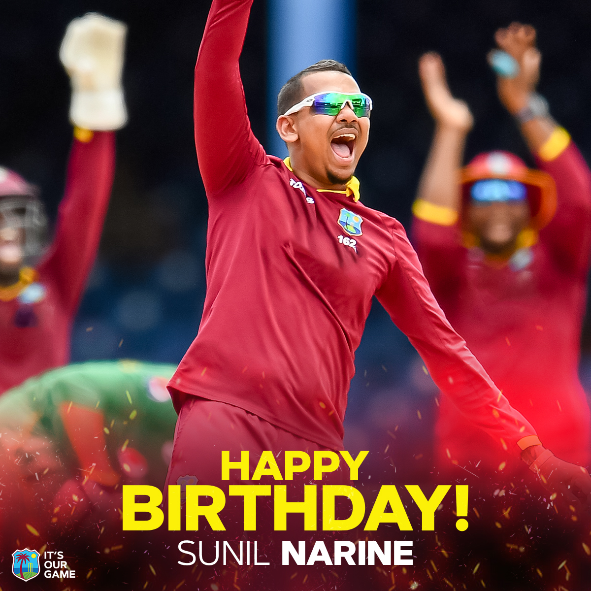 Happy birthday to the International spinner of mystery & T20 World Cup Champion, Sunil Narine!🎂 #MenInMaroon
