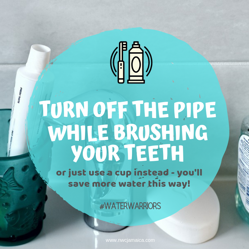 Turn off the pipe while brushing your teeth or just use a cup instead.- you'll save more water this way! #waterwarriors #conserve #thetimetosaveisnow #EveryDropCounts!