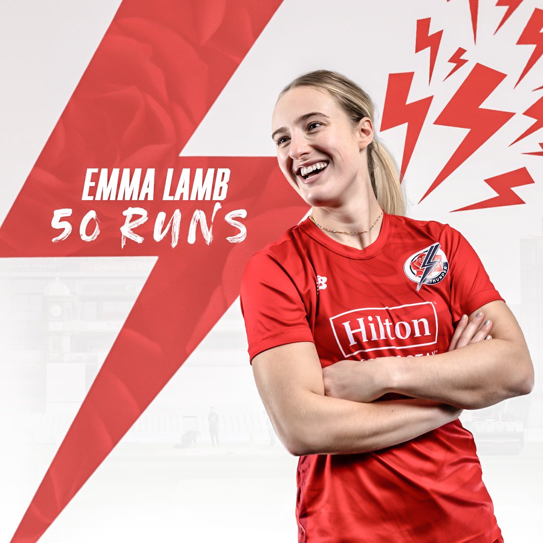 WELL BATTED, LAMBY! 🫡 Half-century for Emma Lamb from 38 balls! 116-4 (15) 💥 #BringTheThunder
