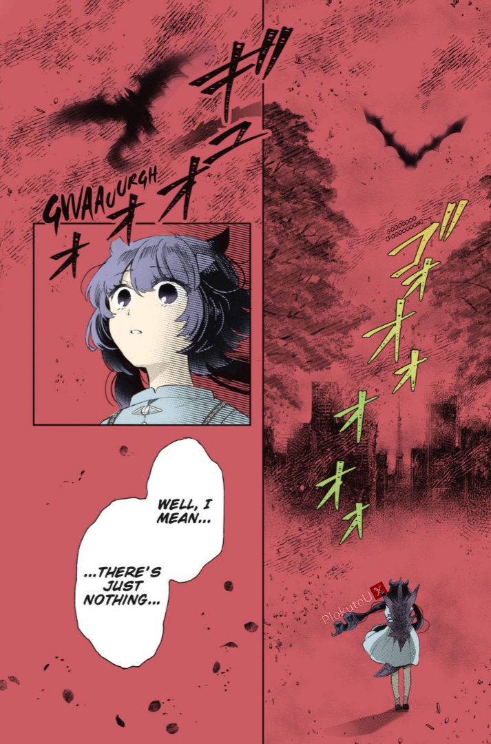 PlokuteU's tweet photo. I colored manga panel of Kaiju girl caramelise - @nakiringo  | 3rd photo is sharpened version of second #mangacolor #godzilla #kaiju https://t.co/QqKrx1eszd