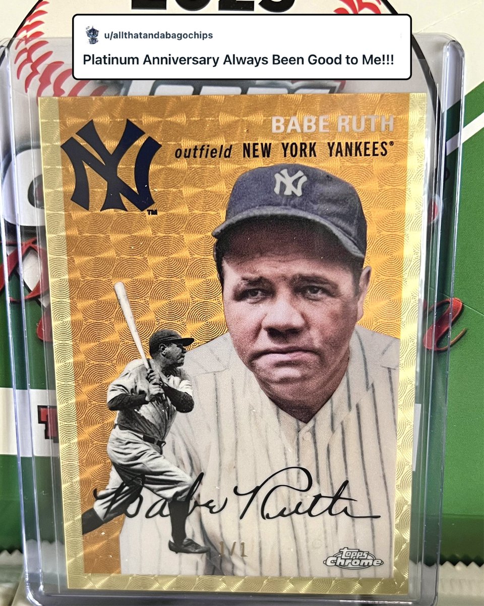 𝗝𝗨𝗦𝗧 𝗣𝗨𝗟𝗟𝗘𝗗: The 2023 Topps Chrome Platinum ‘54 Babe Ruth 1/1 Superfractor was just pulled by a collector on Reddit…