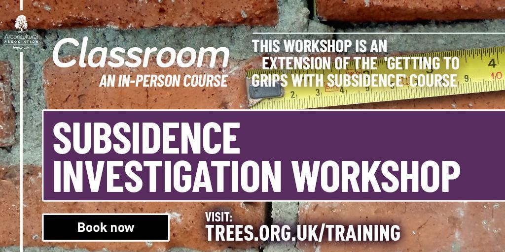 Take your arboricultural training to the next level👇 ➡️Subsidence Investigation Workshop 📍Gloucestershire 📆24th June 2024 🕘9:00-16:30 Building on the Getting to Grips with Subsidence course, this workshop tackles some of the more technical areas. buff.ly/4dJStzz