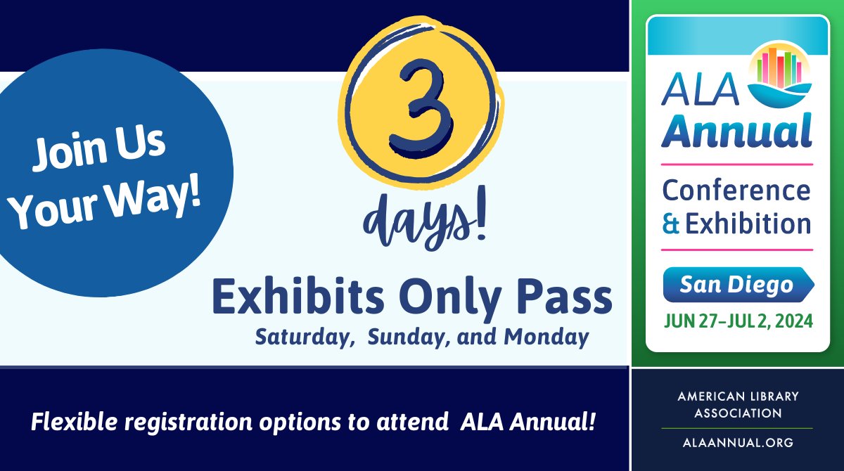 🚀 Sign up for an #ALAAC24 Exhibits Only Pass and dive into all the amazing experiences the Library Marketplace has to offer, Saturday thru Monday. Register today and SAVE! bit.ly/3WRUNhZ