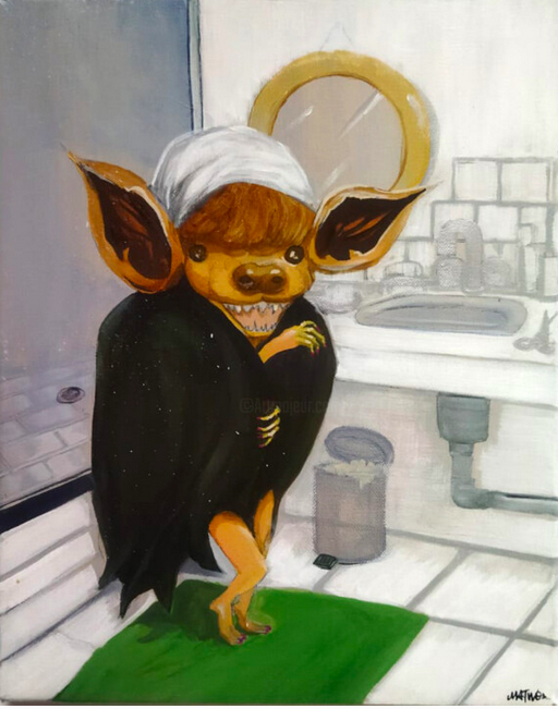 @bats_ukraine @albertabats @couchpotato_19 @VladiZhuravel #BatsInArt
Grotesk (Yannick Duriez), OUPS! (2021). 
Acrylic on canvas.
Have a vibrant and fragrant day! Be all ears ...