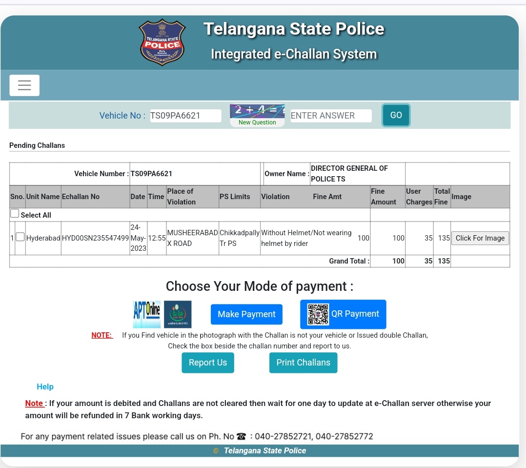 At 10:05am on 26-05-2024, Chaderghat Road 
Bike belonging to O/I @TelanganaDGP @TelanganaCOPs ridden by policeman CROSSED THE STOP LINE AT TRAFFIC SIGNAL & having dues of ₹135/-
@hydcitypolice @HYDTP @CPHydCity @AddlCPTrHyd