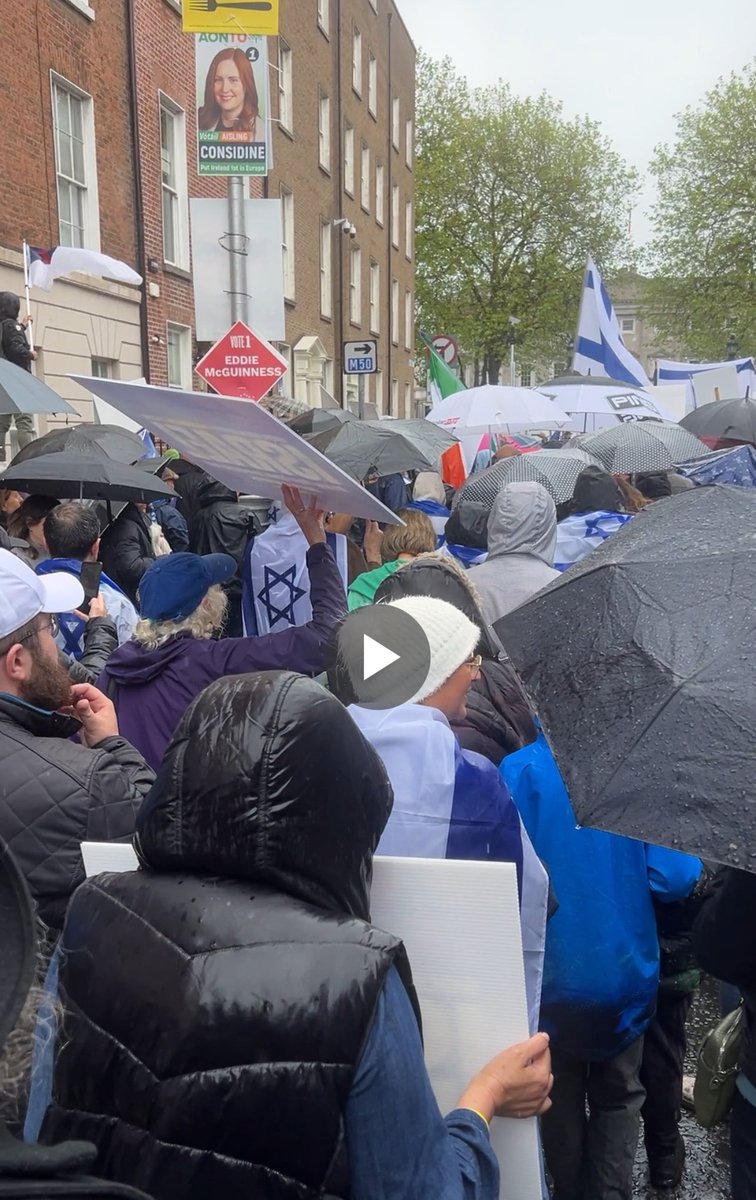 I’m marching in Dublin City right now alongside a huge crowd in support of Israel. Jews are not a religion but many shades of faith and none. Our culture and ethnicity and connection to the land aka Zionism brings us together today. I’m marching to show solidarity with the