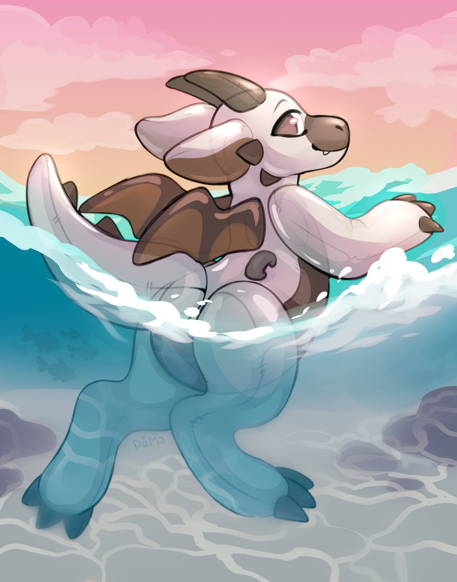 Daer spends his time swimming in the sea. He is happy because he loves the water, but he would be happier if he played with someone. But wait... He just noticed you! What do you do? Amazing art done by @SonnenDema. Thank you so much! Daer © mine