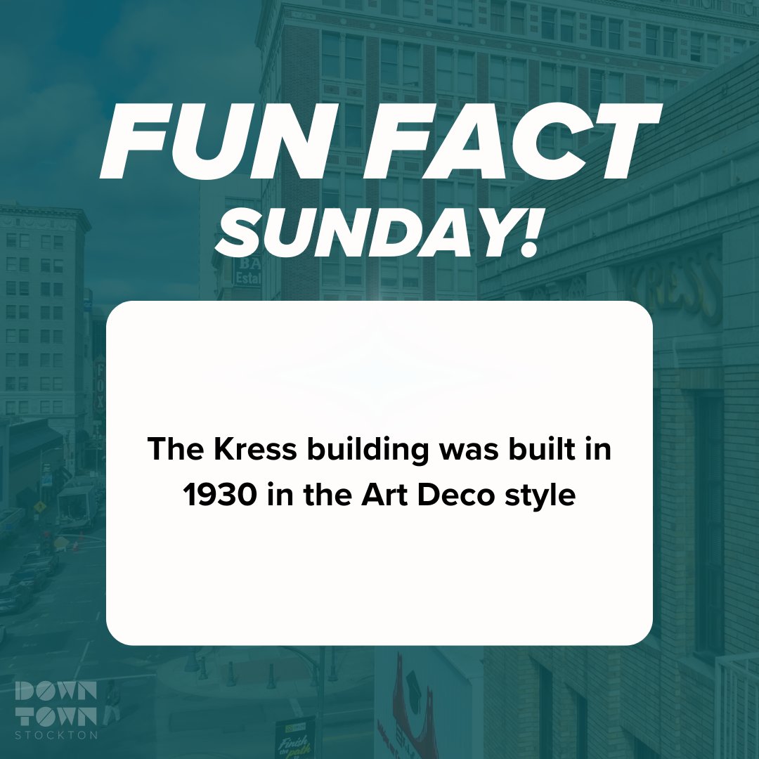 FUN FACT SUNDAY! Did you know the Kress Building was built in 1930 in the Art Deco style?

#funfactsunday #downtownstockton #sanjoaquincounty #stocktonca #californiacentralvalley