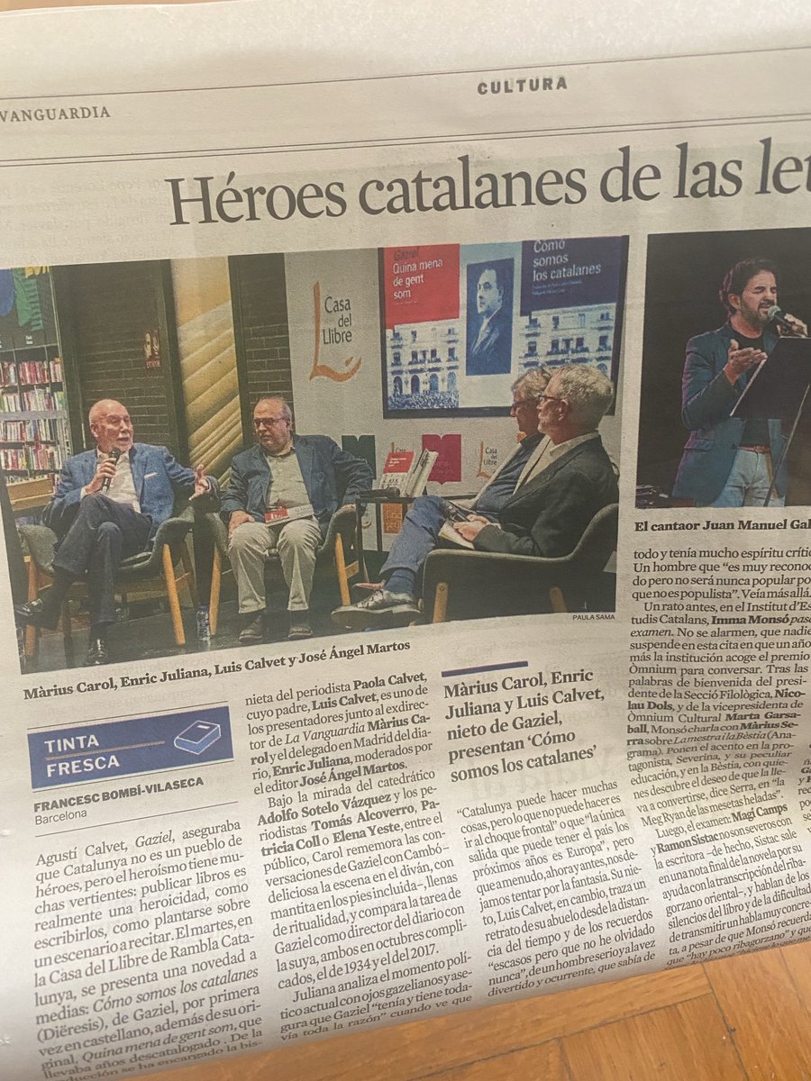 'Héroe catalán de las letras' en un pueblo de antihéroes. Gaziel y el interesante enfoque de ⁦@fbombi⁩ en su crónica de ⁦@LaVanguardia⁩ sobre la presentación de 'Cómo somos los catalanes'. @teresamiguet⁩ ⁦ @alcoverrobeirut⁩ @patriciacoll⁩
