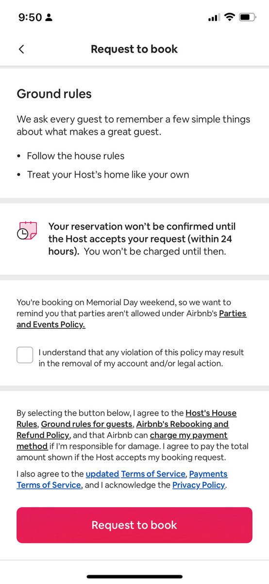 RANDUMBRANSOME's tweet photo. Air bnb restricting EVERYTHING for Memorial Day weekend like folks give a fuck about this holiday 🤦🏾‍♂️ https://t.co/E0pPo2AFsV
