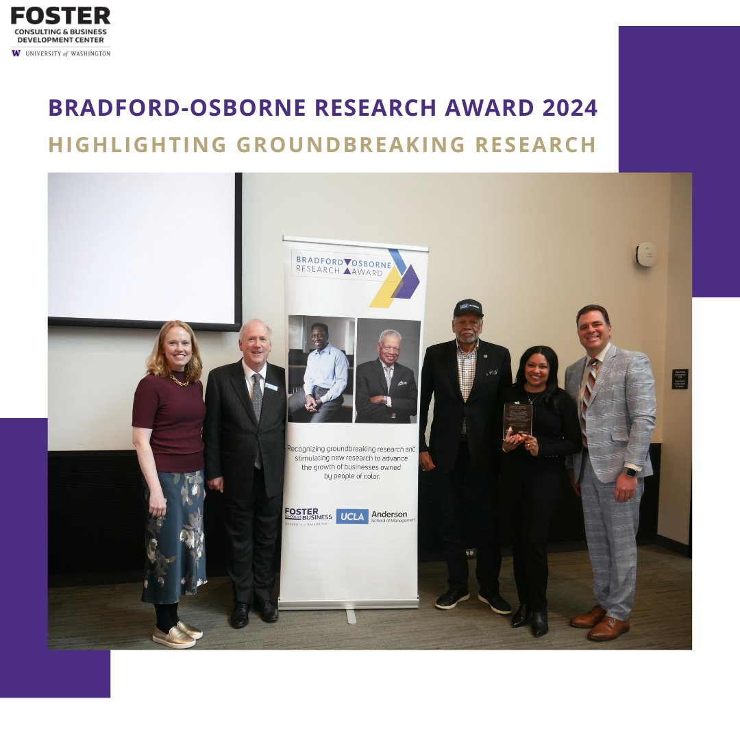 UW_Consulting's tweet photo. We extend our appreciation to everyone who contributed to the success of the 2024 Bradford-Osborne Research Award ceremony. Special thanks to Prof. Maura Scott, Prof. Sterling Bone for sharing groundbreaking research. And Prof. Umphress and Michael Verchot for your leadership! https://t.co/3WIwbCLop2
