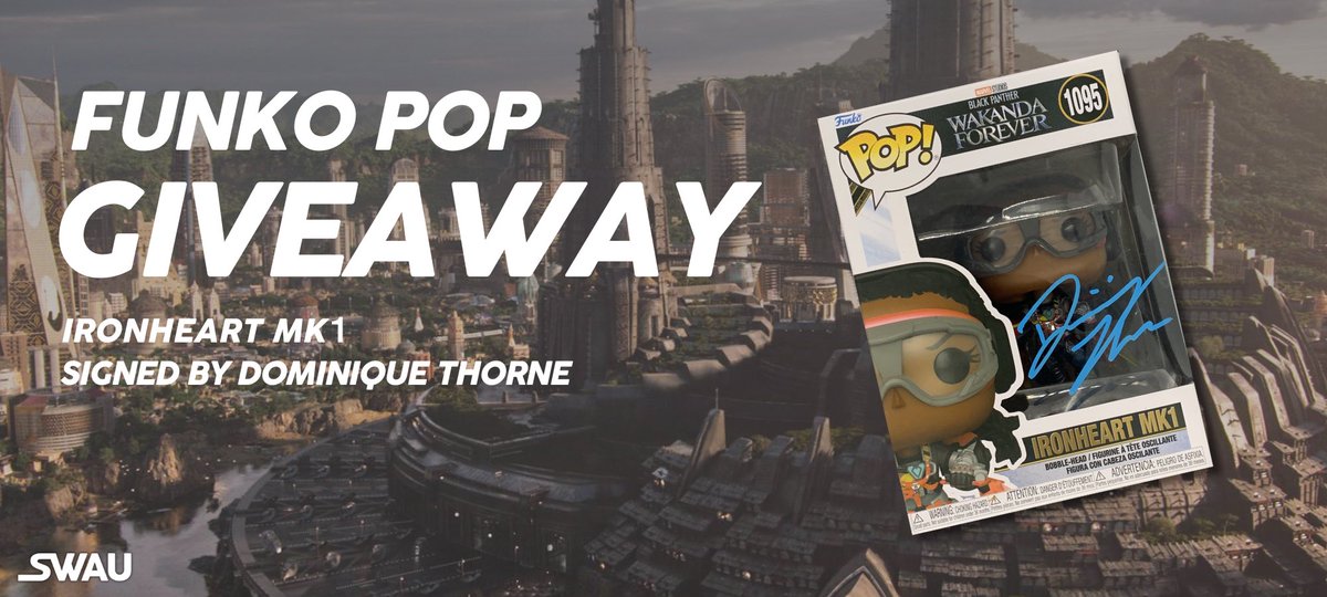We’re excited to announce our next giveaway!Don’t miss out on a chance to win this special Ironheart MK1 funko pop signed by Dominique Thorne!
Here are the rules.

To enter:
• Follow @swau_official
• Like this post
• Share to your story for an extra entry
• Tag one