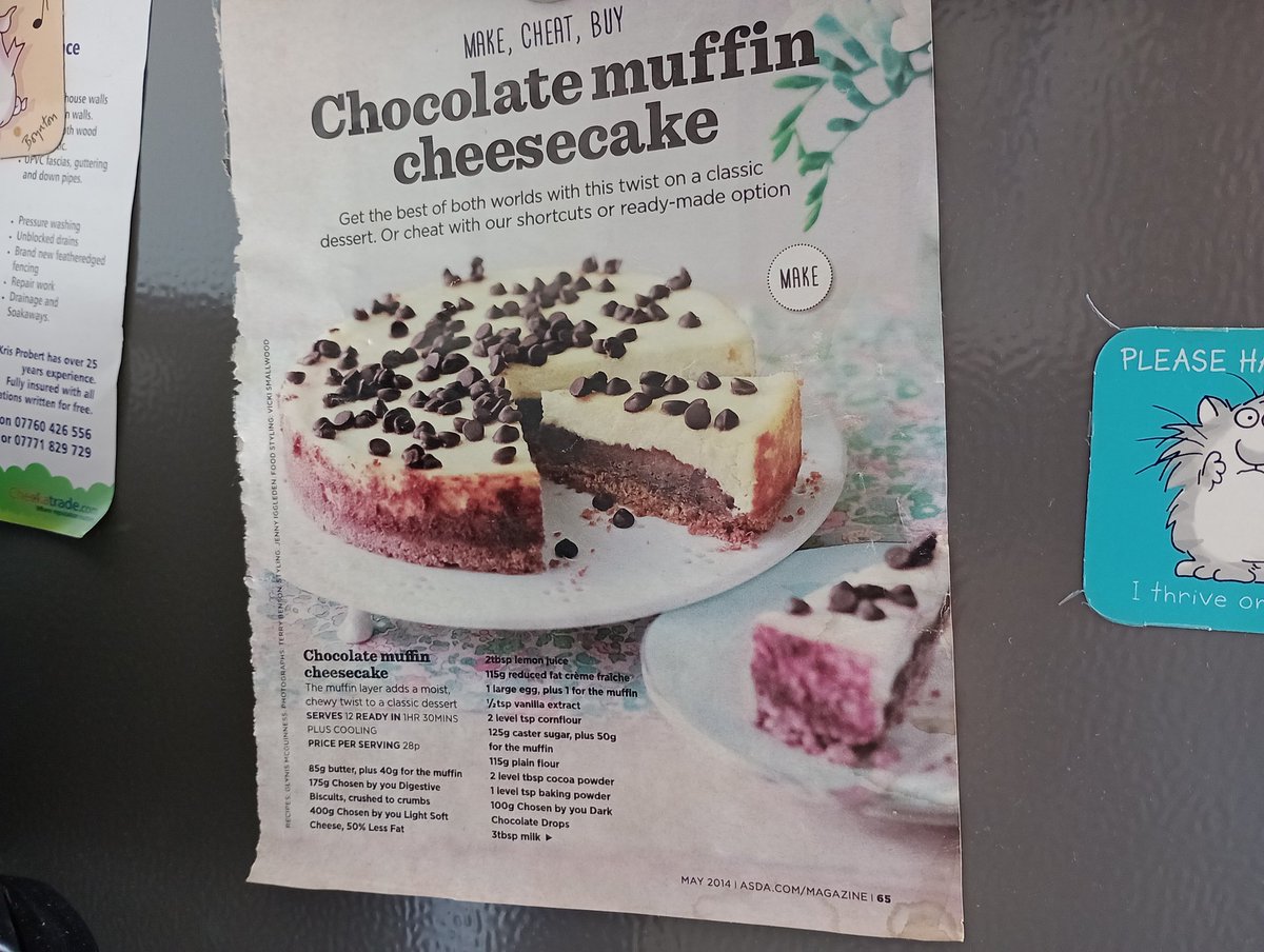 Happy 10 year anniversary to this recipe I put on my fridge from the May 2014 Asda magazine. It's moved house with me twice, been up on my fridge for ten years, and I've still never made it! 😅 Here's to the next ten years 🥂🤞
<a href="/asda/">Asda</a> <a href="/AsdaServiceTeam/">Asda Service Team</a> #asda
