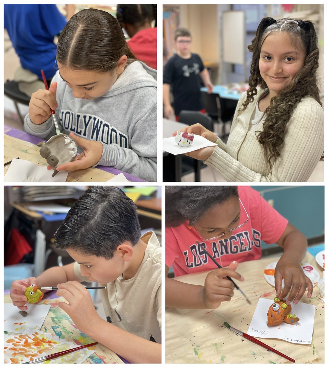 Let the painting begin!!  Love seeing the talent of our 4th and 5th graders!  <a href="/HumbleISD_HHE/">Hidden Hollow Elementary</a> <a href="/VisualArtHumble/">Humble ISD Visual Arts</a> <a href="/HumbleISD_Arts/">Humble ISD Fine Arts</a> <a href="/5thGarcia/">Desiree Garcia</a> <a href="/mrshoward_HHE/">Jennifer Howard</a> <a href="/Mrsshane_HHE/">Erin Shane</a> #HumbleISDArtists #elementaryart #clayart #fifthgrade #fourthgrade