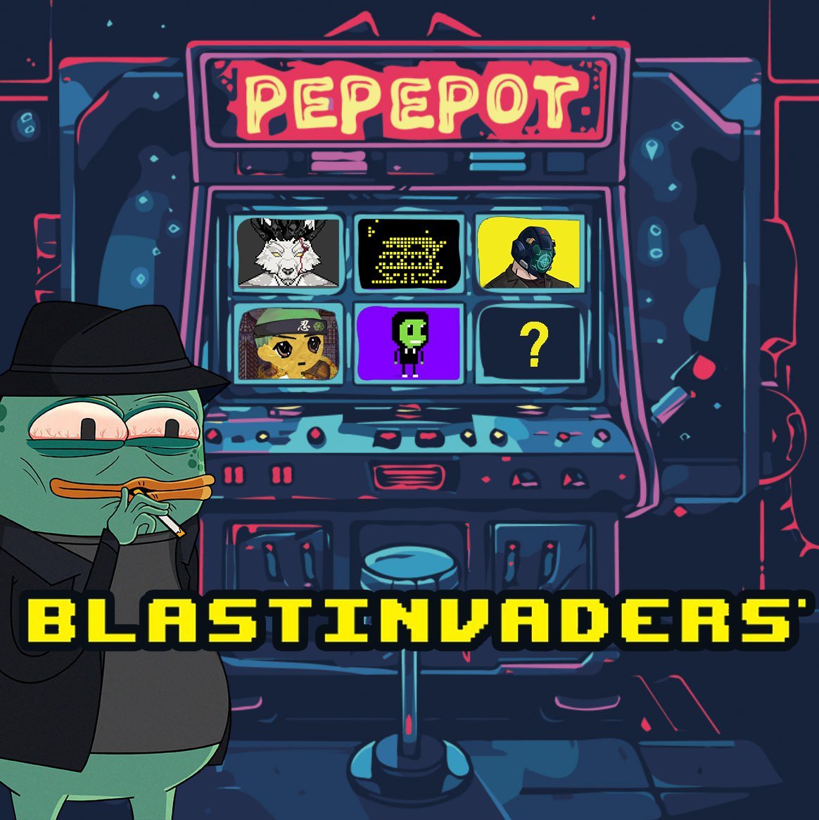 BlastInvaders's tweet photo. feeling generous 👀

 couple more @blastin_pepes spots to give out

to enter: 

🛸Retweet &amp; Like
🛸Follow @BlastInvaders &amp; @blastin_pepes 
🛸Drop your invader below

closes tn🚀🐸 https://t.co/tgJmauz1WD