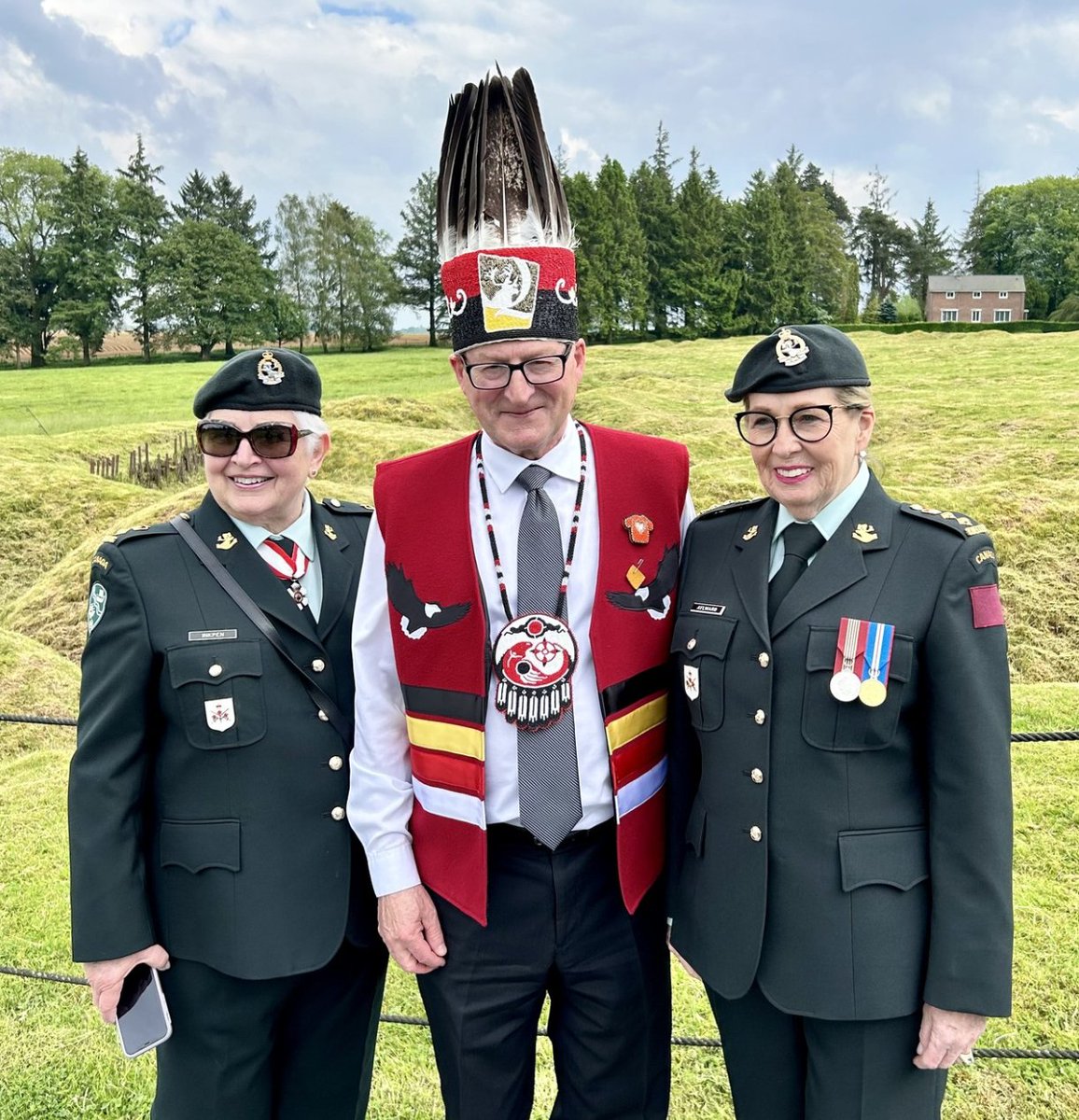 Together in France for the Repatriation of NL's Unknown Soldier: Honorary LCol Linda Inkpen, 1st Battalion; Honorary LCol Chief Brendan Mitchell, 2nd Battalion; Honorary Col, the Honourable Lieutenant Governor Joan Marie J. Aylward #OPDISTINCTION #RNFLDRFamily
