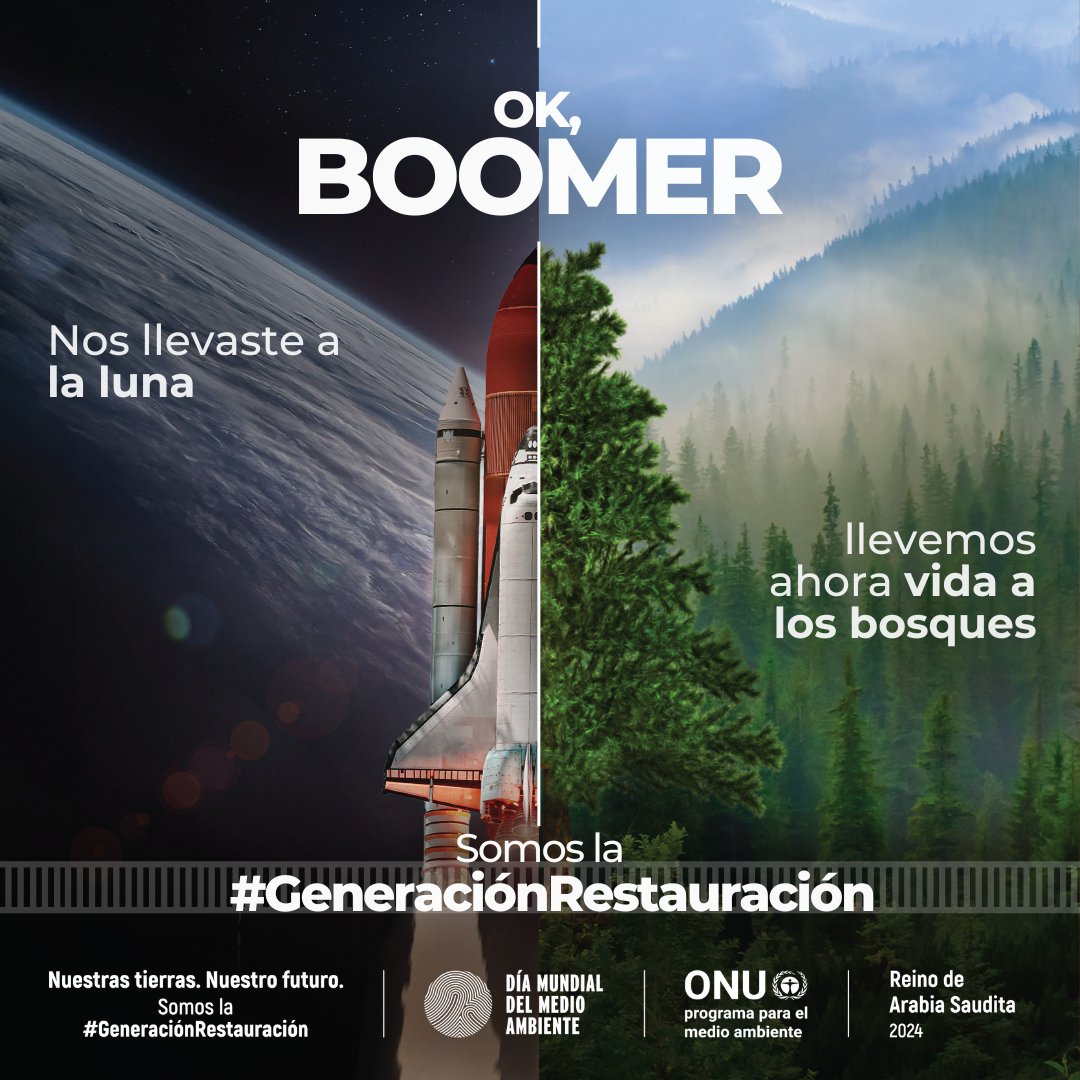 La Humanidad logró llegar a la Luna. ¿Pero qué haremos frente a los graves problemas de la Tierra? 🌎 El #DíaDelMedioAmbiente nos recuerda que se necesita del esfuerzo de todos para que la #GeneraciónRestauración tenga éxito. worldenvironmentday.global/es