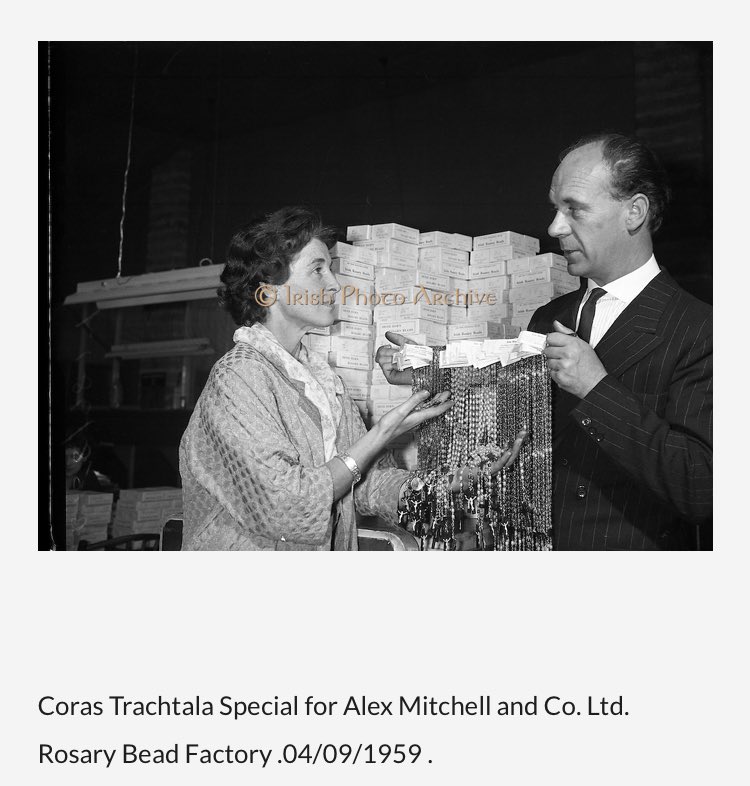 LifeTenement's tweet photo. Alex Mitchell Rosary Bead Factory Waterford Street Dublin. As a young boy in the 1950s I use to look into Mitchell’s at the women making rosary beads. Little did I know in a few years, 1964 my young brother would be sentenced to 7 years for stealing rosary beads from Mitchell’s. https://t.co/juSwaMM6FU