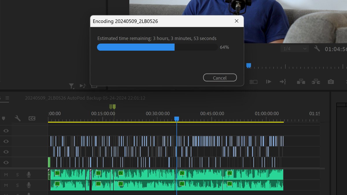 Video editors, have you experienced this before with Premiere Pro? 

Render stuck at 64% for 4hrs! 

Task manager shows Pr is actively processing. 
Should I wait it out or try again?