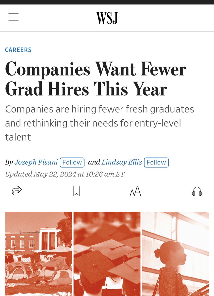 This graduation season, think about how badly these 2024 colleges grads have been abused? Four years ago, finishing high school: no graduation ceremonies, sports, prom etc. Probably started college online only as the panic continued — now headed into a dismal job market! Ugh.