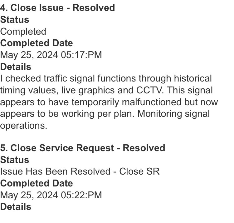 I put in a 311 service request for a malfunctioning traffic light. It was just taking too long to turn green, and I wasn’t even sure the city would agree it was malfunctioning. Austin city fixed it within 3 days. Blew away my expectations