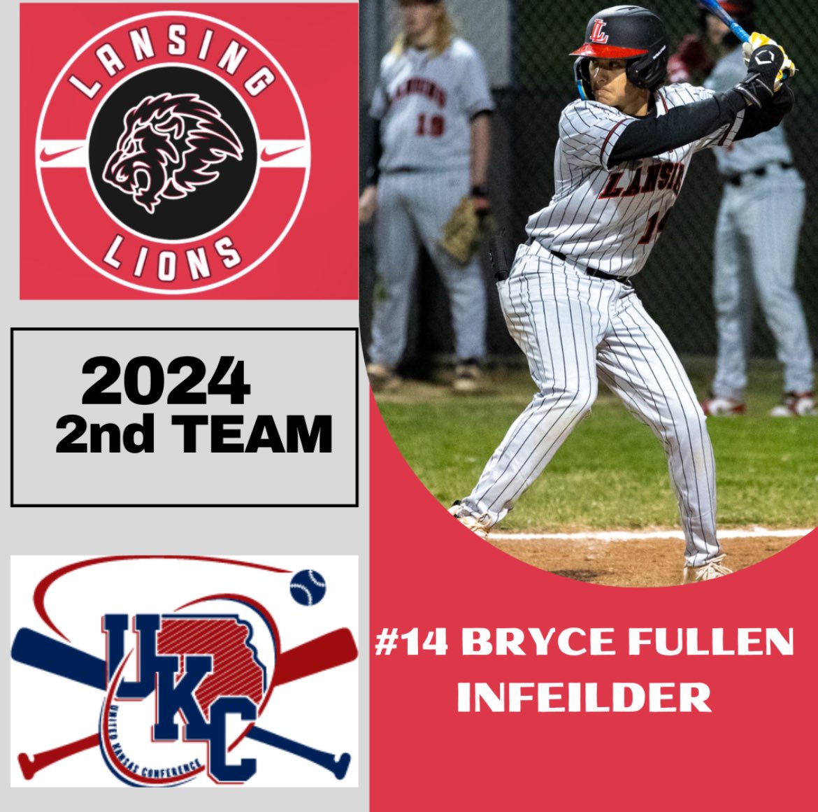 PrideBaseball21's tweet photo. Congratulations to @BryceFullen24 on being selected 2024 All @UnitedKSConf  Second Team - Infielder. 🐾🦁⚾️🐾 https://t.co/Py3bxfgqhX