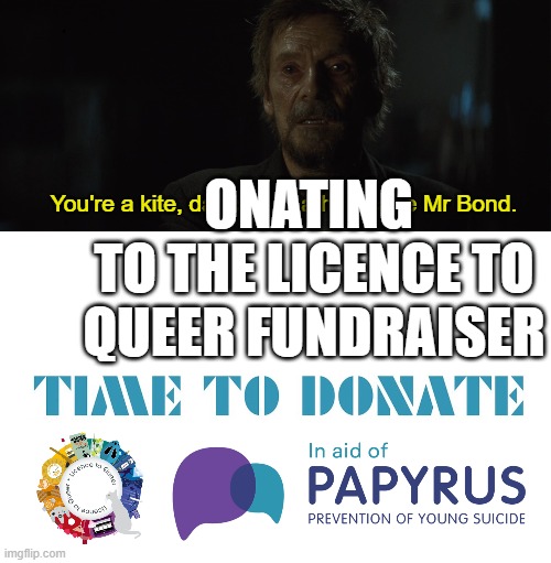 The @LicenceToQueer fundraiser is closing in on £2000! Excellent work, 007 fans. With the Spectre re-watch about to start, you can still donate at the link below, and put some writing on the wall (of donations). justgiving.com/page/licenceto…