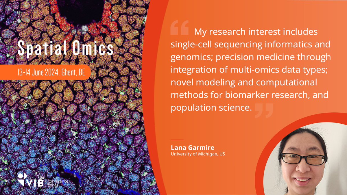 ❗️Registrations for #SpatialOmics24 will close 30th May! 
✏️Sign up and make sure you don't miss the talk of <a href="/GarmireGroup/">Lana Garmire 🌶</a>. She will talk about translational bioinformatics of cancers and immune-related diseases in which multi-omics datasets are used.
🧑‍💻 vibconferences.be/events/spatial…