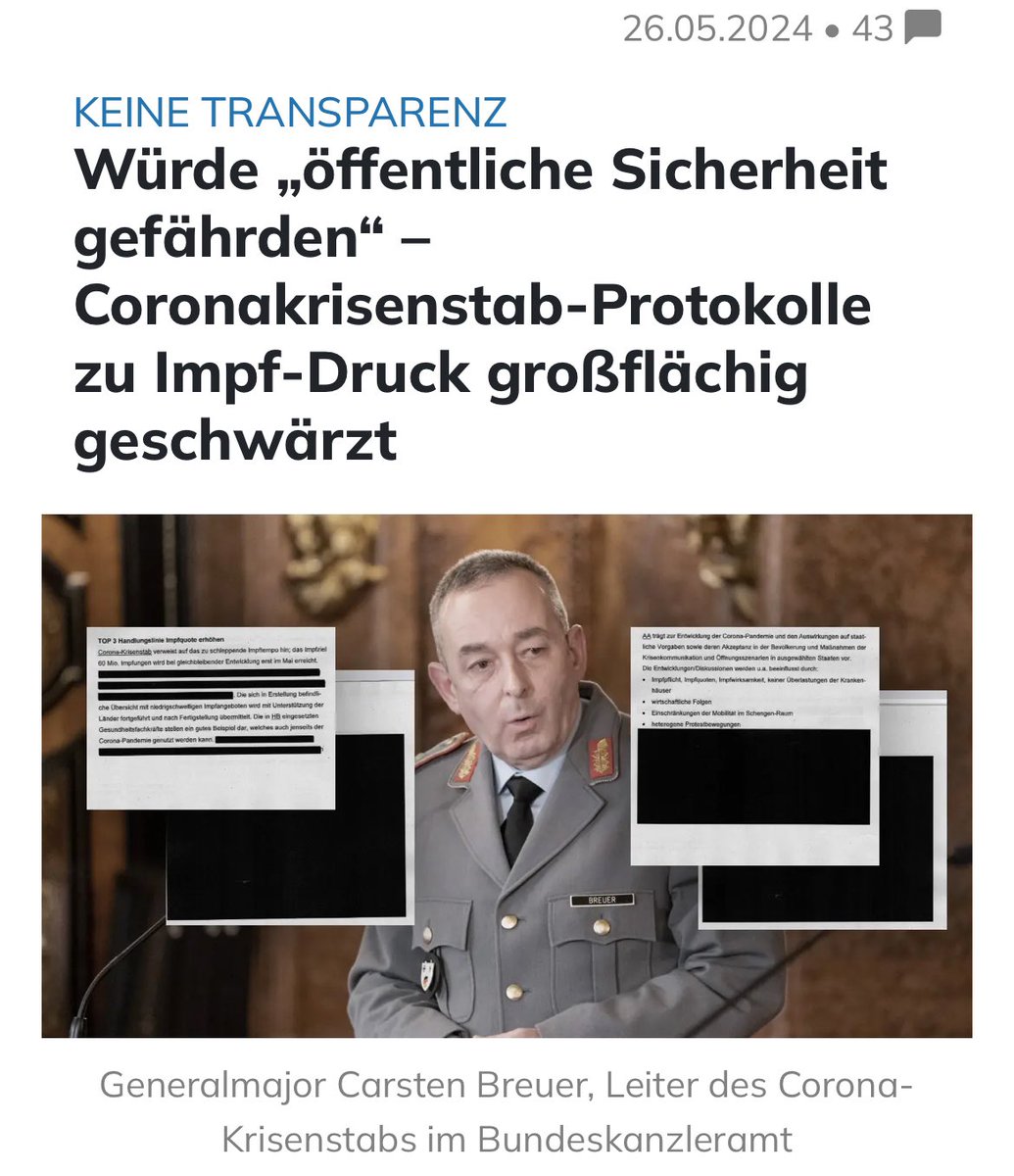 Quo_vadis_BRD's tweet image. Was verbirgt sich hinter den Schwärzungen der #BreuerFiles? Als der Krisenstab um den Bundeswehrgeneral Ende 2021 eingerichtet wurde, war #Omikron im Begriff, das #PandemieEnde einzuläuten. 

Musste der Eindruck erweckt werden, dies sei nur durch die #Booster möglich geworden?