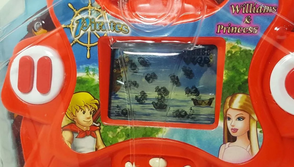 Saw this Micro Genius branded “Pirates: Williams and Princess” LCD game pop up on eBay.