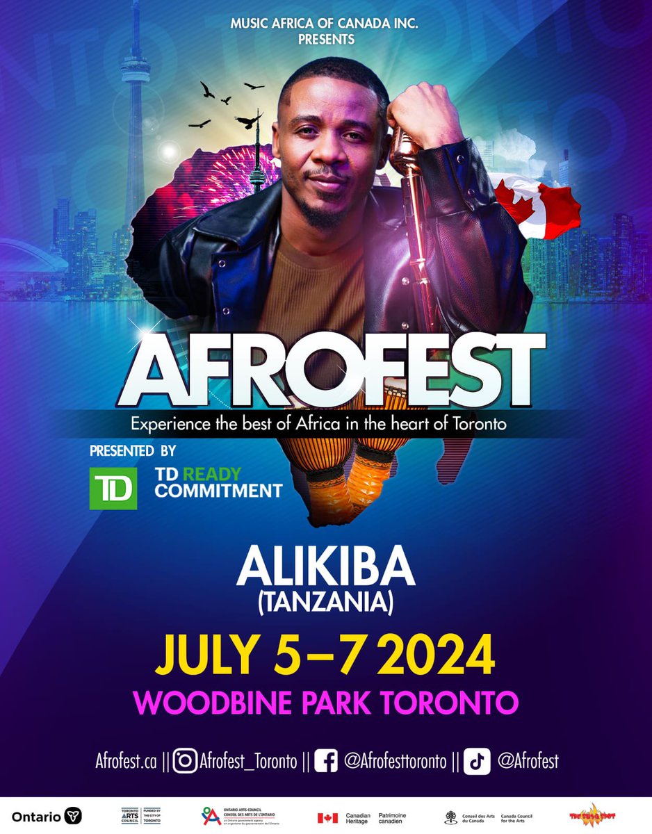 Excited to announce My upcoming live perfomance  in TORONTO, CANADA!! Yes AFRO FEST 2024 On July 5th- 7th, It's been a long time coming. 2018 was the last time we had an amazing experience , and I can't wait to perform again for all my amazing fans, See you soon!!. 

#KingKiba🇨🇦