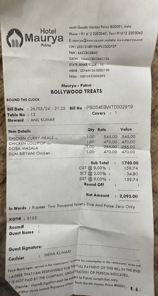 Ashish79824200's tweet photo. @GST_Council can Resturant take 18% GST 
Can anyone help on this matter
I think 5 % is the only GST to be paid on Resturant https://t.co/NVzZFH0XqZ