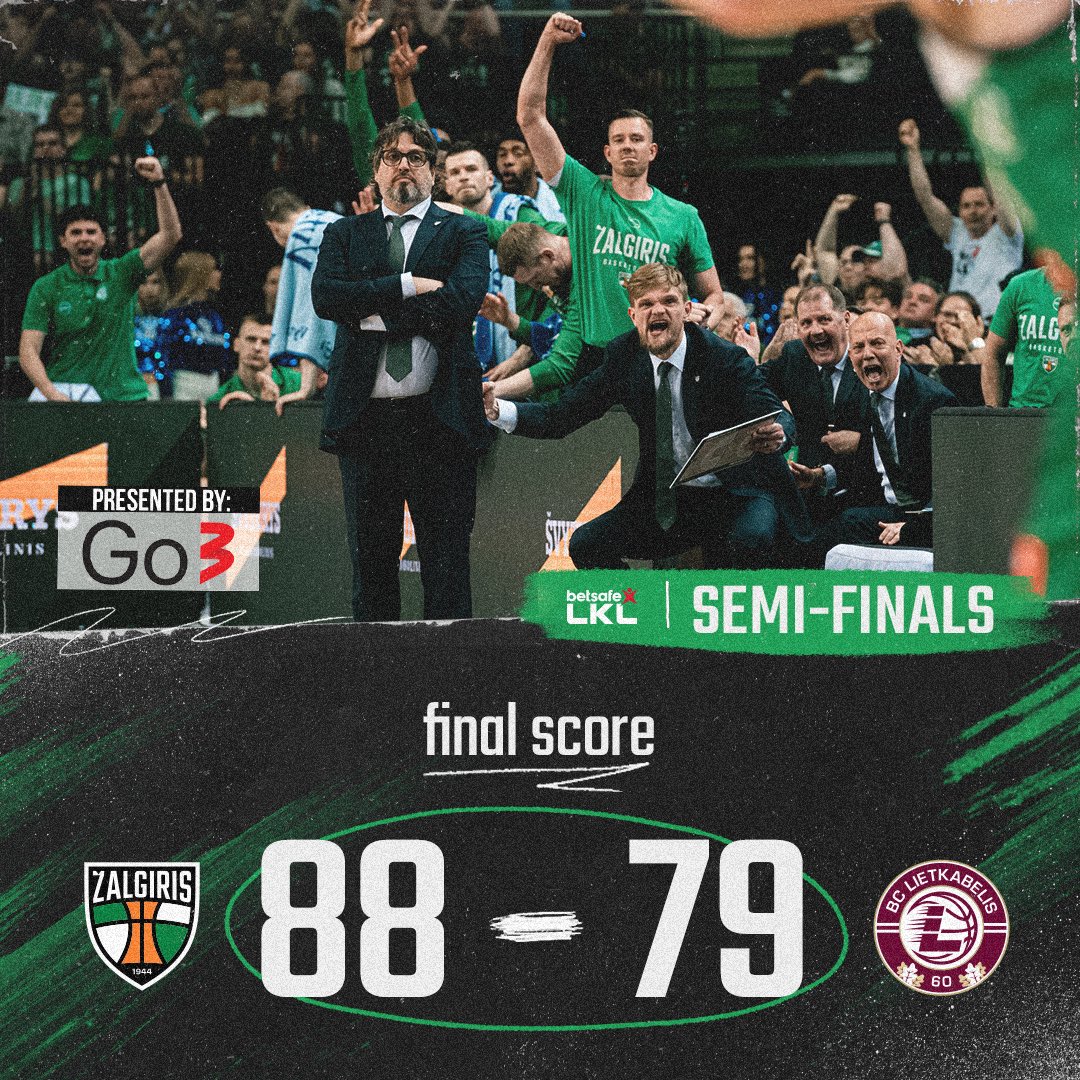 Zalgiris won semi-finals series 3-0 and advanced to @betsafeLKL finals. ✅